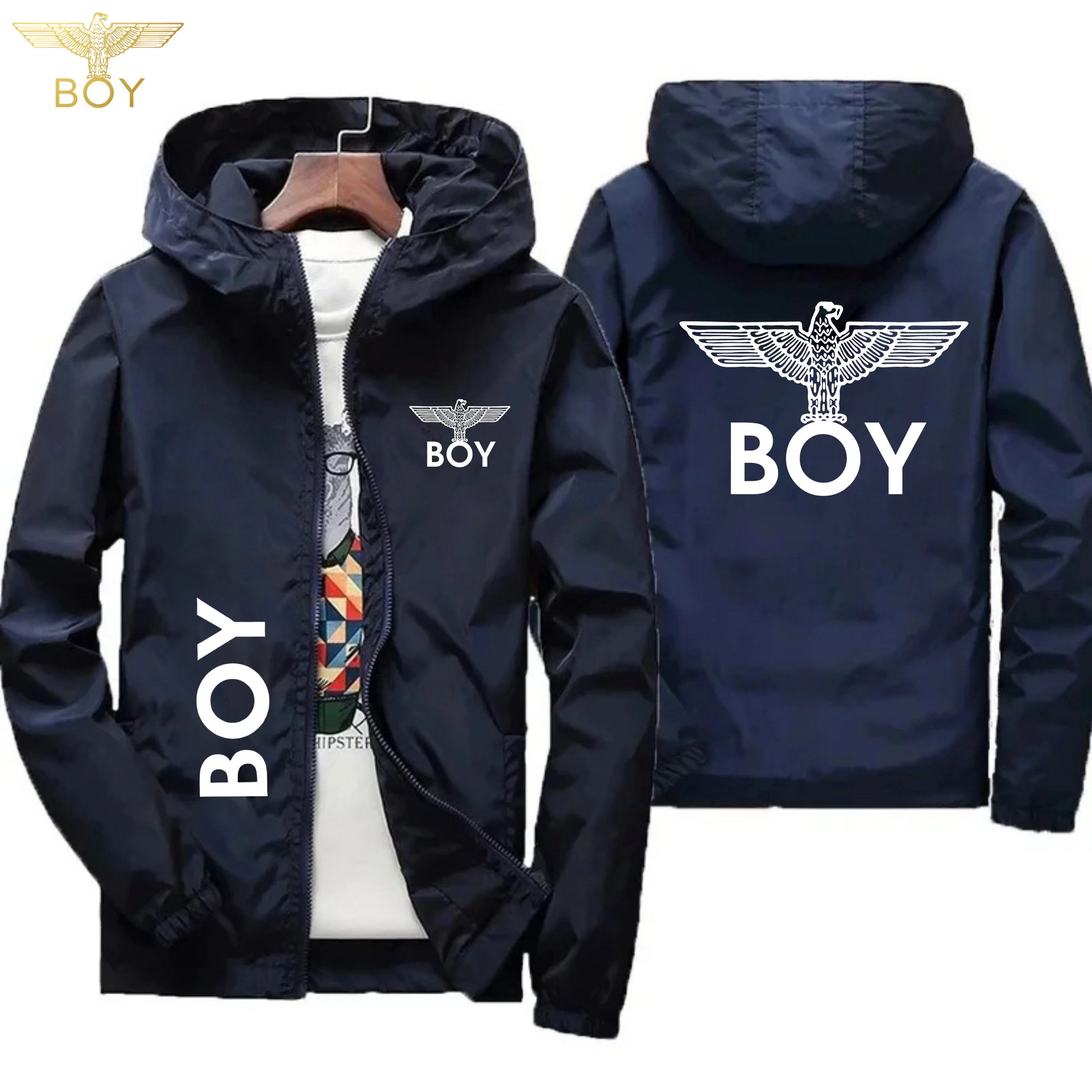 BOY Eagle Embroidered Men's Windproof Motorcycle Jacket - 2026 Model - Spring-Autumn Outdoor Leisure Off-Road Riding Jacket