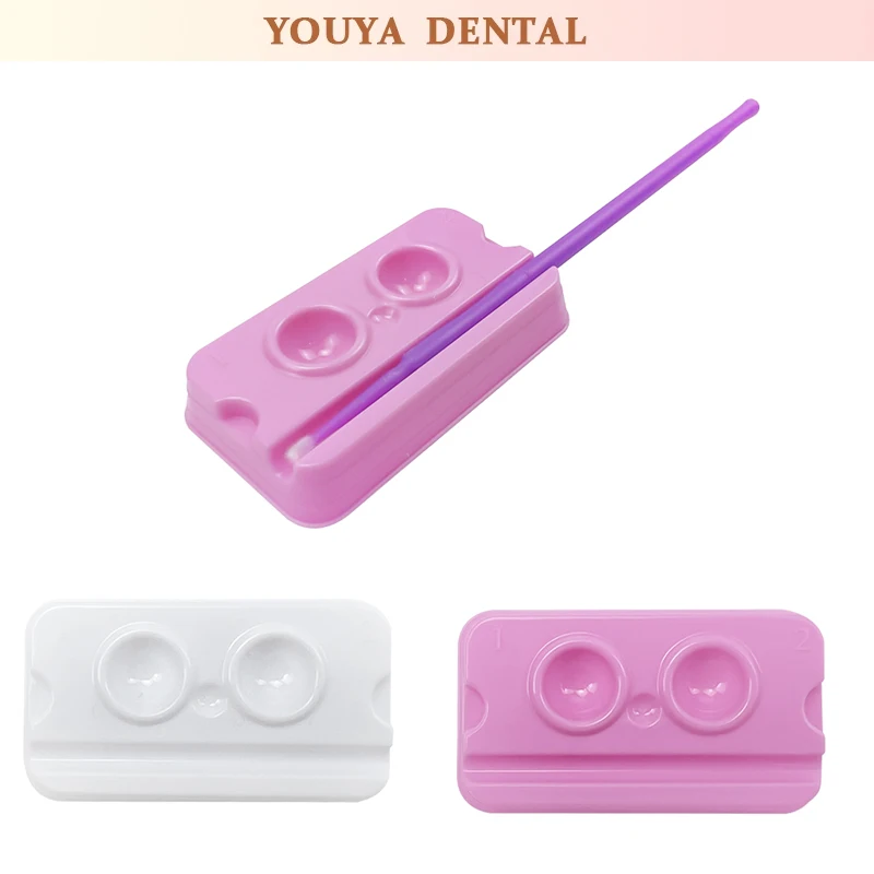

100pcs Mini Dental Mixed Hole Disposable Adhesive Dental Material Plastic Tray 2 Hole Slot Dental Tool