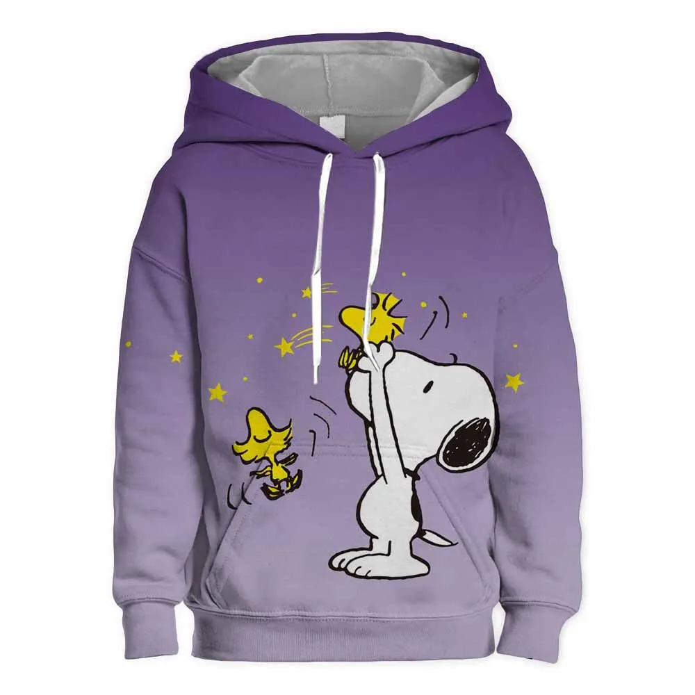 Snoopy White Cartoon Anime Children Pullover Tops 2024 New Fashion Boy Girl Kids Hoodies Spring Autumn Children's Sweatshirt