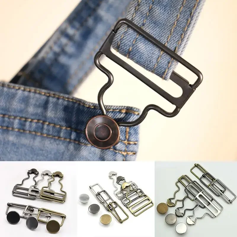 2Set Suspenders Buckle Fastener Rivets Brace Clips Metal Button Overalls Jeans Pants for DIY Handmake Sewing Hardware 28-45mm