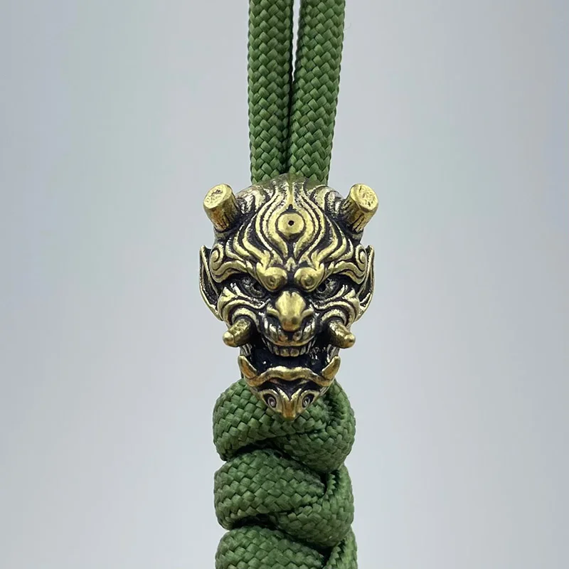 Brass Prajna Skull Head Knife Beads EDC DIY Paracord Woven Bracelets Lanyard Pendants Accessories Outdoor Tool Hangings Charms ﻿