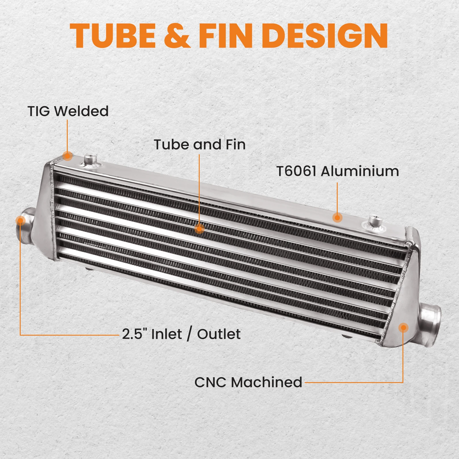 Universeller Turbo-Ladeluftkühler Frontmontage 690x 175x 64mm 2,5 Zoll – Detail 3