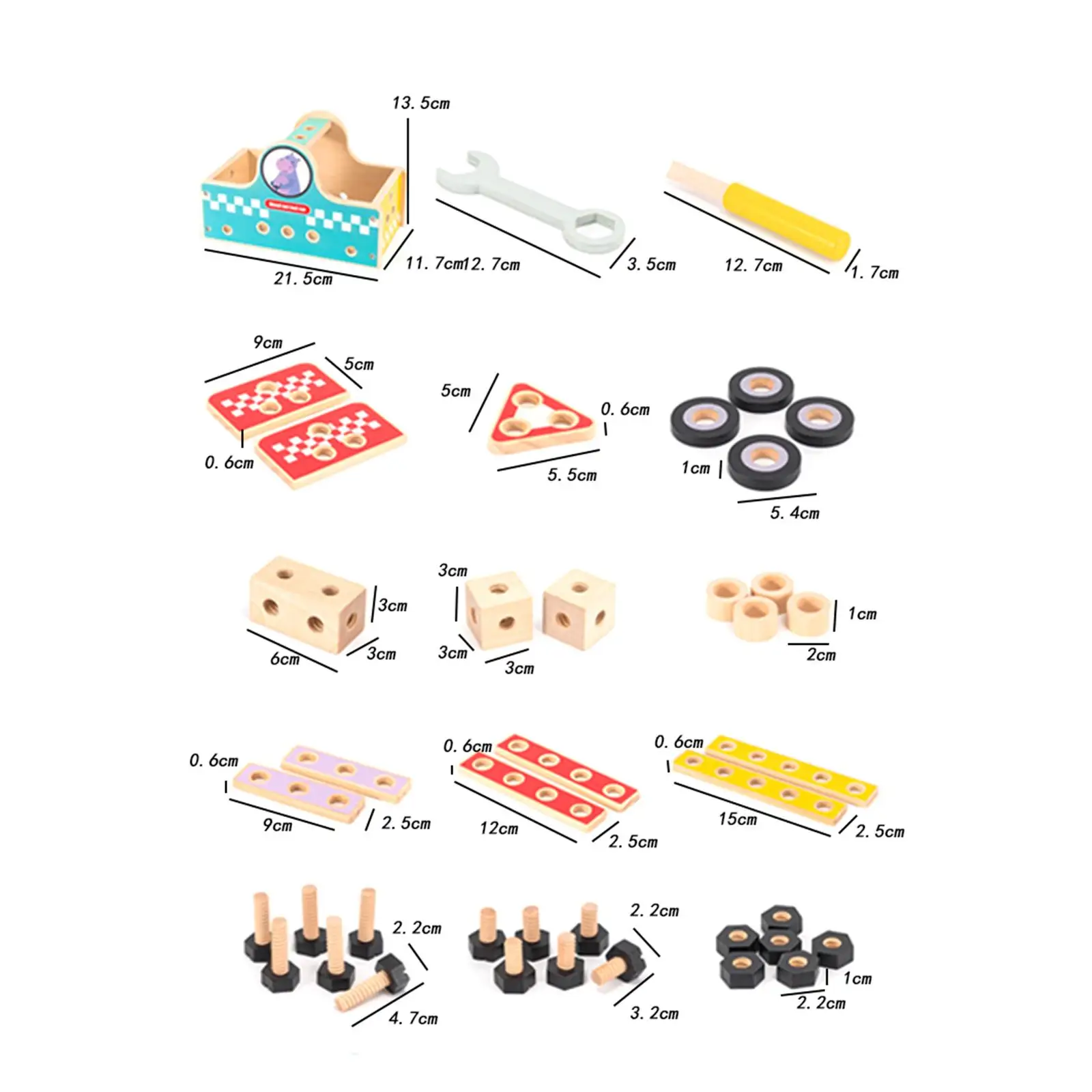 Montessori Tool Basket Set para Crianças, Acessórios para Brincar, Brinquedo de Montagem para Crianças, Crianças Meninos e Meninas, Idades 3-6