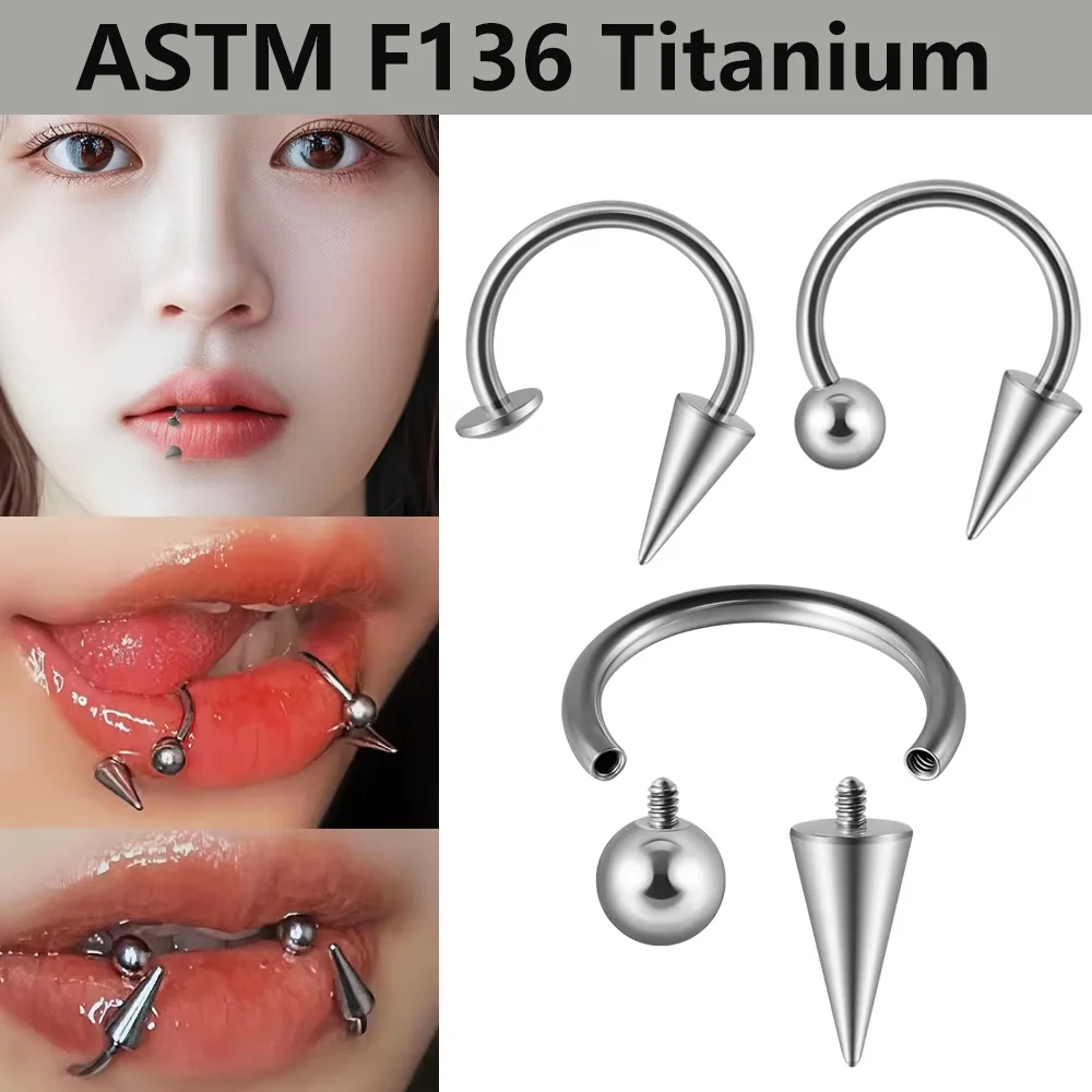 1PC G23 Titanium 16G Horseshoe Labret Lip Rings Vampire Fangs Style Helix Rook Earrings Nose Septum Rings Piercing Jewelry