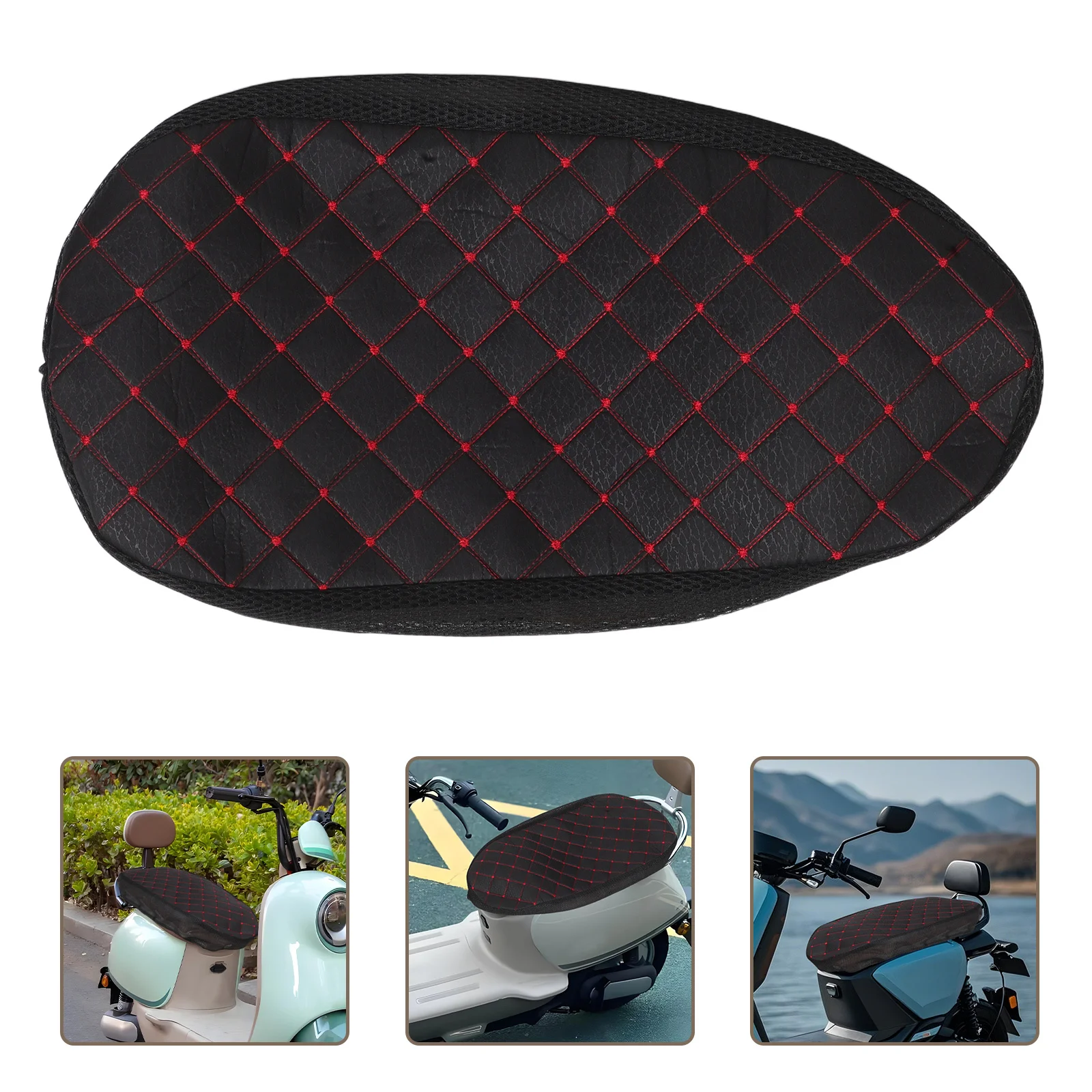 

Comfortable Thickened Faux Motorcycle Seat Cover Waterproof Sunproof Cushion for Electric Bike Scooter Moped