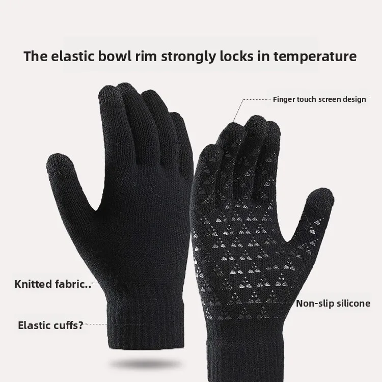 

Вязаные перчатки для мужчин и женщин — зимние спортивные перчатки на открытом воздухе с противоскользящим резиновым принтом