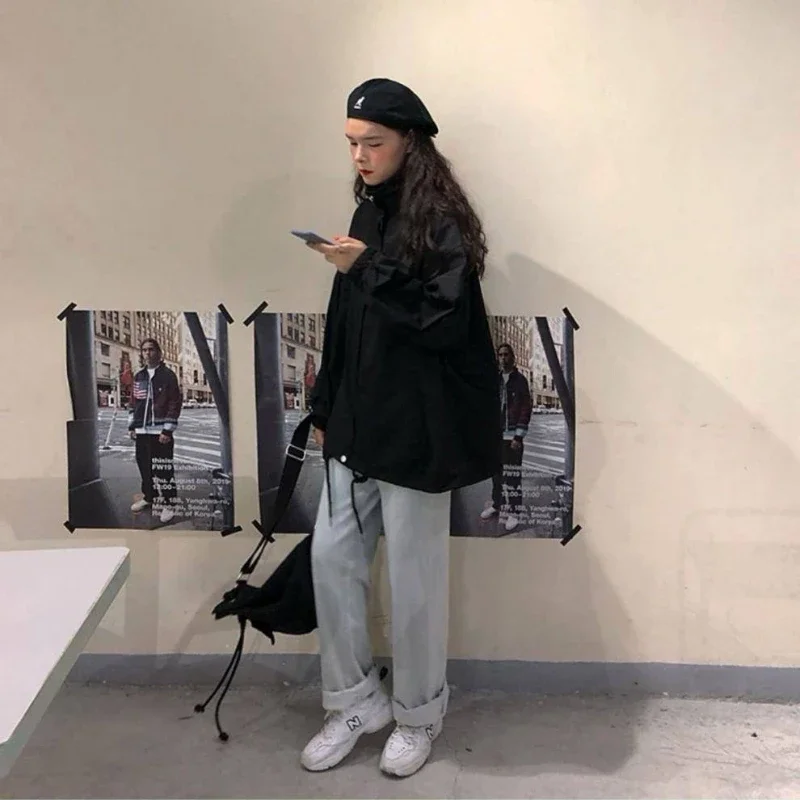 Kurtki damskie w stylu koreańskim cienka wiosna moda minimalistyczne płaszcze hipsterskie nowe wszystkie mecze Vintage główna ulica unisex nieformalne okrycie wierzchnie