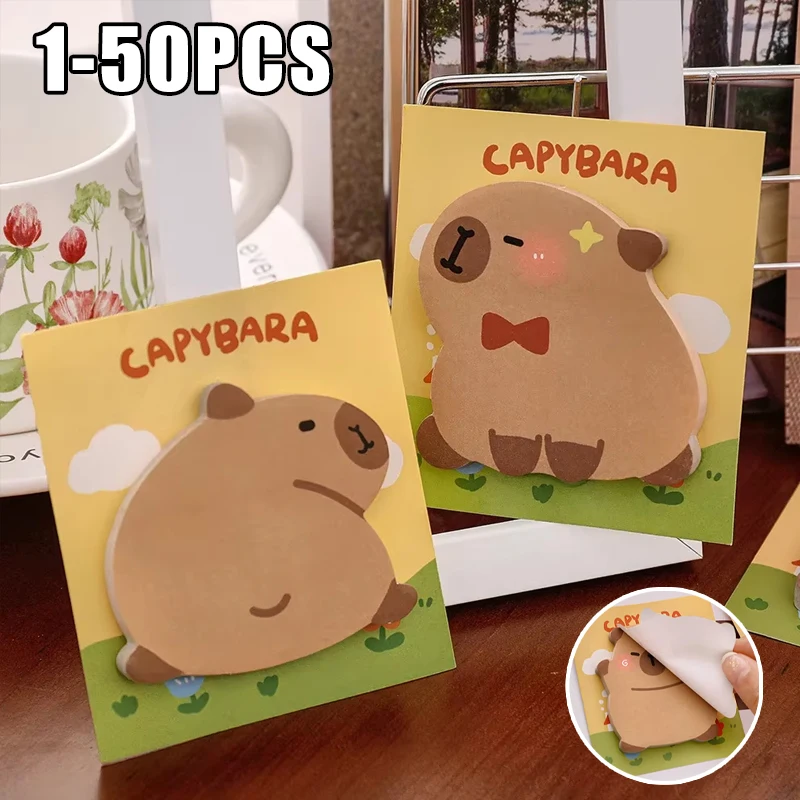 Notas adhesivas reutilizables de capibara, lindas pegatinas en forma de delfín de agua N veces, tarjetas de notas de conveniencia para oficina y escuela