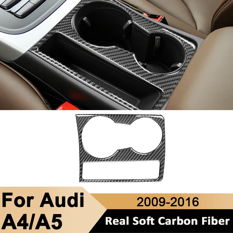 

For Audi A4 A5 2009-2016 Carbon Fiber Auto Center Water Cup Holder Panel Trim Frame Decorative Sticker Interior Accessories