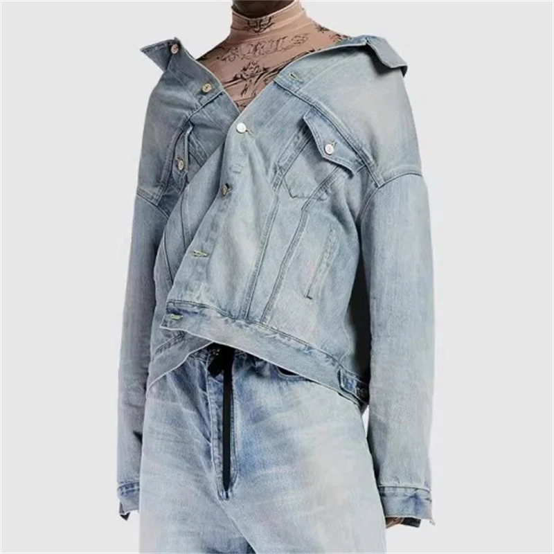 Women\'s denim jacket 2024 autumn new in outerwears Vintage washed pure cotton Denim jacket Couple style loose long sleeved top