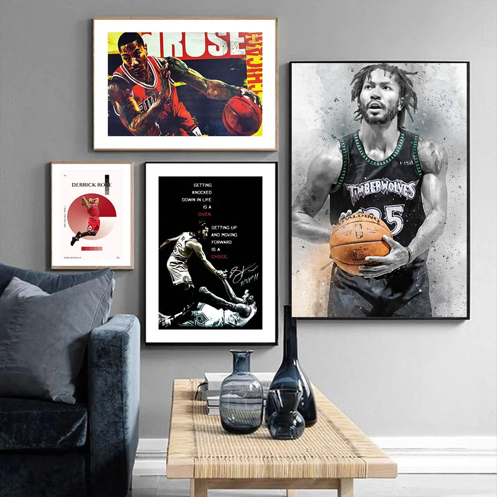 

1PC D-Derrick R-Rose M-Minnesota Poster, Canvas Basketball print, Sports wall art, Coffee House Bar Room Wall Decor, Man Gift