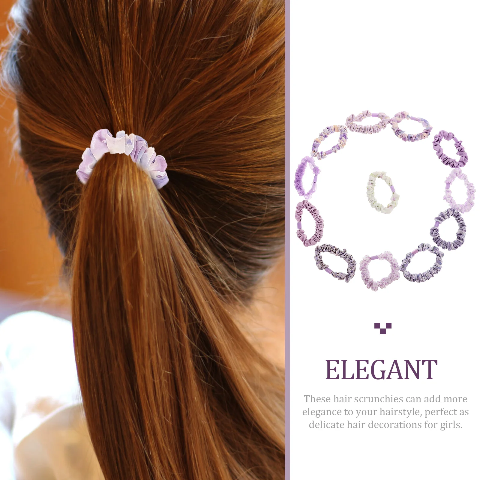 

12pcs Floral Scrunchies Hair Rings Stretchy Elastic Bands Girls Accessories Thick Ties Boho Style Decorative Hairbands For