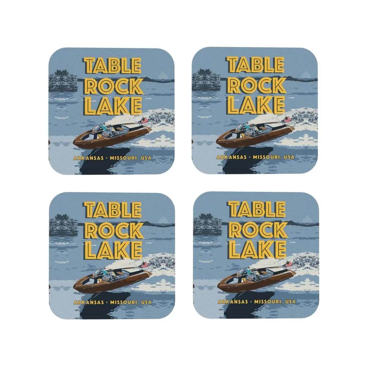 Table Rock Lake, Arkansas, Missouri Coasters Kitchen Placemats Non-slip Cup Coffee Mats For Decor Home Tableware Pads Set of 4