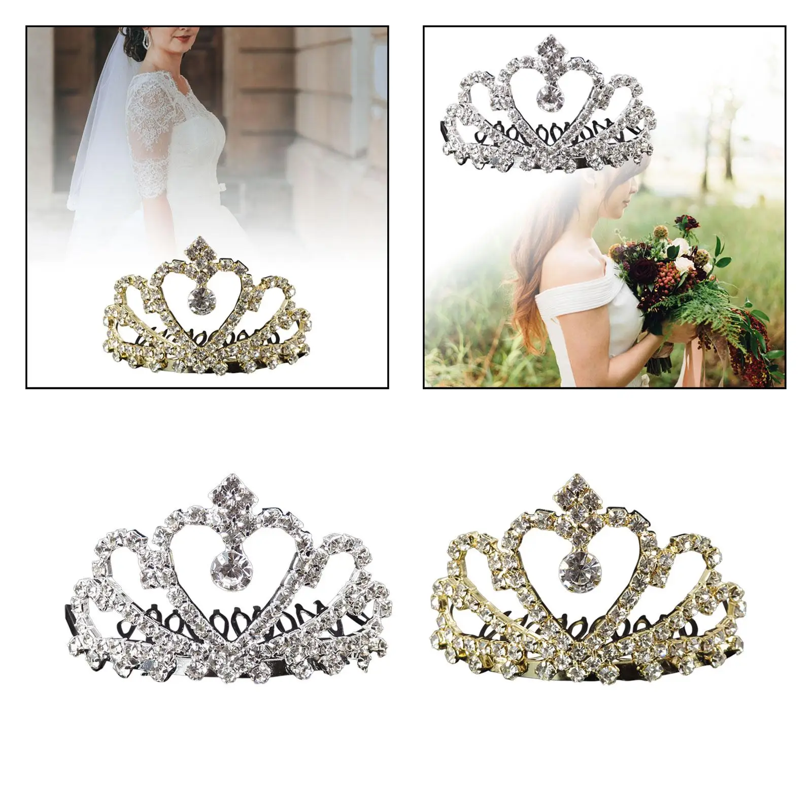 Bride Crown Headwear Headpiece Hair Jewelry Wedding Crown Bridal Tiaras for Performance Bridesmaid Birthday Party Engagement