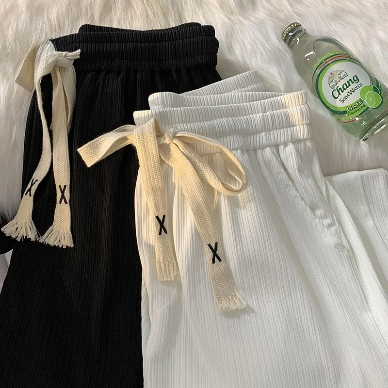 

American Vibe Men's Casual Ice Silk Pants Spring Autumn Wide Leg Loose Straight Tube Super Popular Couple Trousers