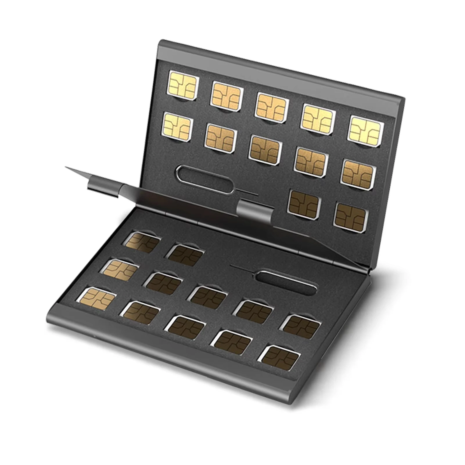12/24-Slots-NANO+1-Slot-Card-Pin Aluminum Portable SIM Micro Pin SIM Card Nano Memory Card Storage Box Case Protector Holder