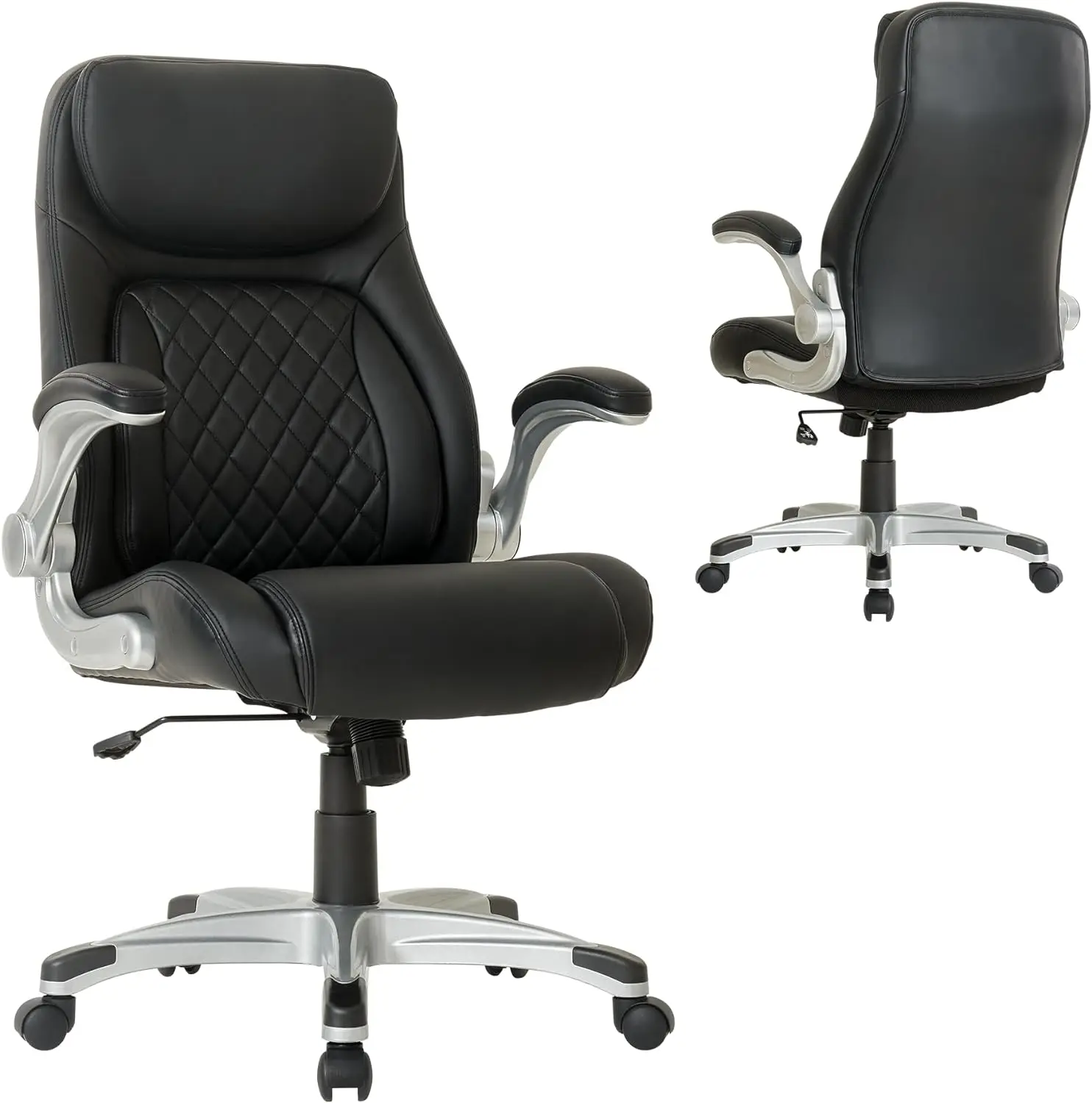 

Ergonomic PU Leather Office Chair. Click5 Lumbar Support with FlipAdjust Armrests.