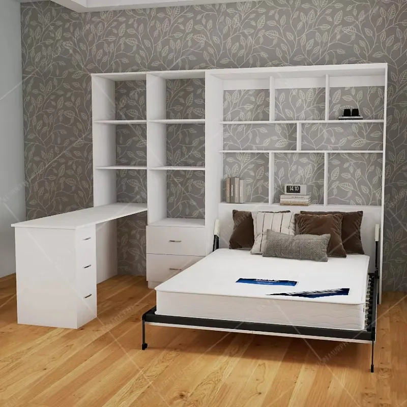 Custom Integrated Murphy Bed Wardrobe Space-Saving Wall Flip Bed For Small Apartment Hidden Bed Dressing Table For Living Room