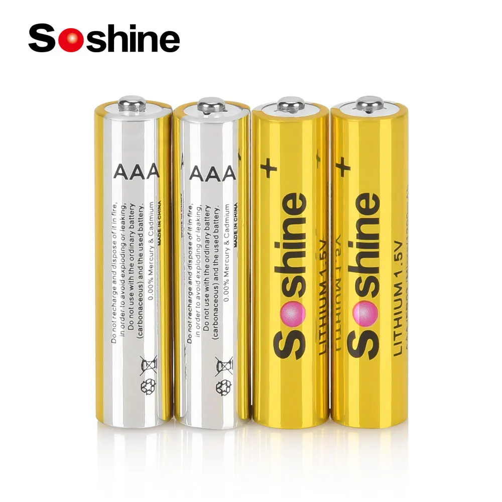 Soshine AAA 1.5V Lithium Battery 1.5 Volt 1200mAh Batteries Non-Rechargeable Battery for Flashlights Electronic Doorbell Toys