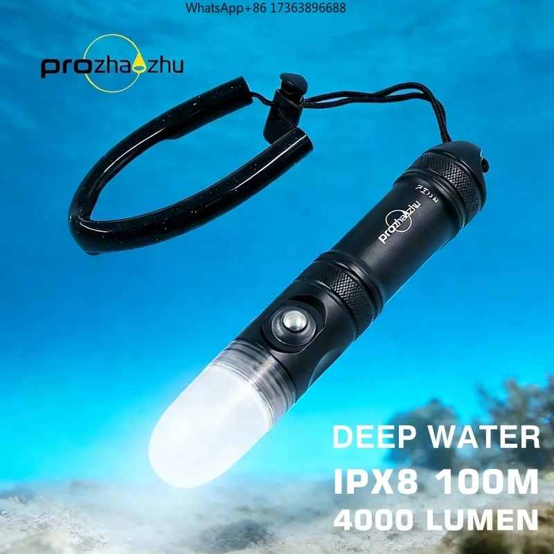 Prozhaozhu DL-XS06 4000 Lumen Rechargeable 21700 Battery AL Alloy LED Strobe Light IP68 100M Depth Wreck Diving Signal