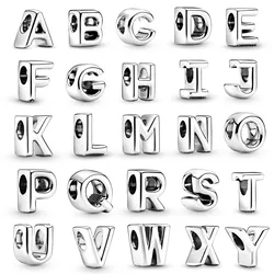 Silver plated Simple 26 English Letters Random Combination Charm Beads For Pandora DIY Bracelet Necklace Jewelry Accessories