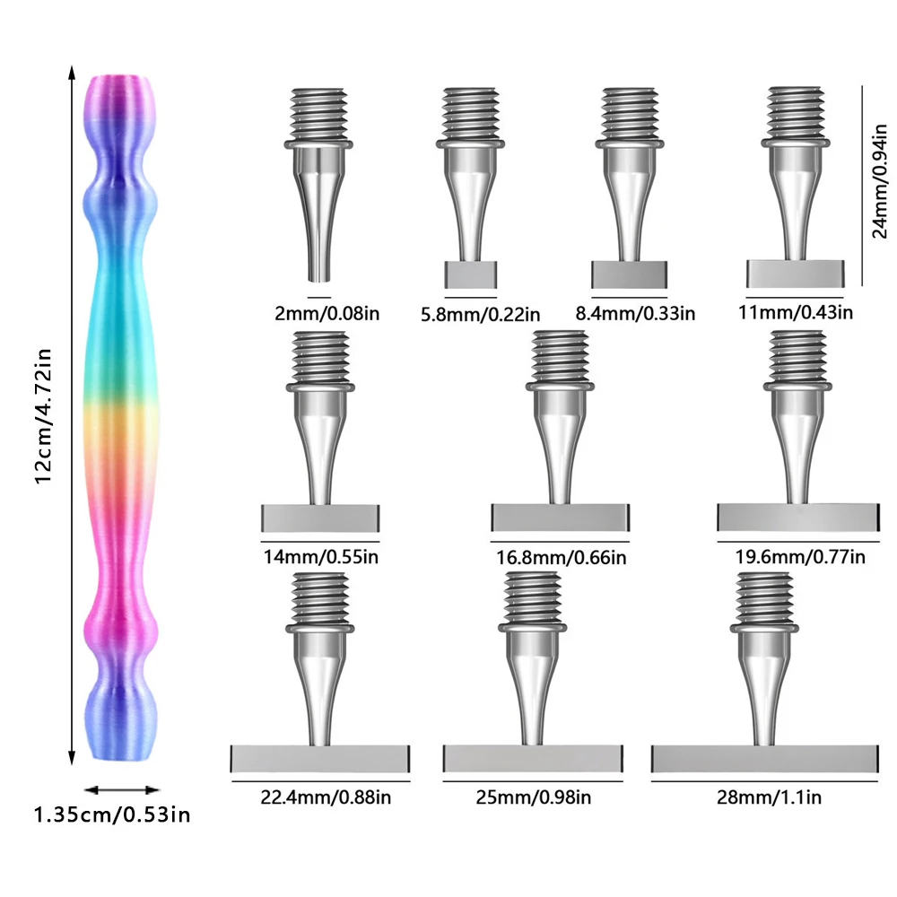 HOMFUN 3D Printing Diamond Painting Pen, Embroidery Threaded Dot Drill Tool，Multifunctional Metal Screw Thread Tips Accessories