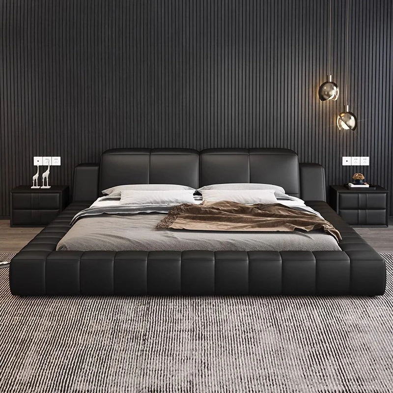 Tatami italiano de cuero Artificial de 180x200cm, cabecero alto, muebles de cama doble de lujo, juegos de cama con marco queen, muebles completos