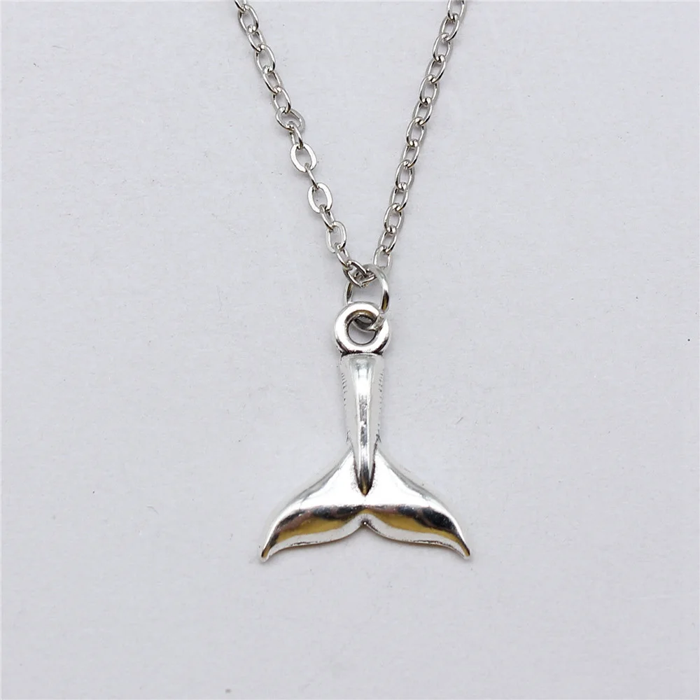 1pcs Whale Tail Charms Necklace For Girls Couple Pendants Jewelry Vintage Chain Length 43+5cm