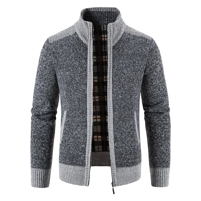 New Winter Men Thicker Warm Stand Collar Cardigans High Quality Men Cardigans Sweaters Jackets Slim FIit Casual Sweatercoats 3XL