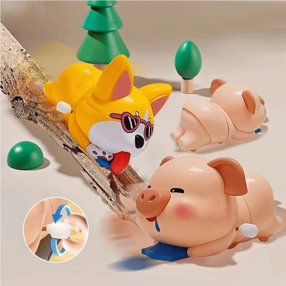 Cartoon Kruipen Trainingsspeelgoed Puppy Varken Valbestendig Opwindschommel Wandelspeelgoed Niet-giftig materiaal Interactief speelgoed Puzzelspeelgoed