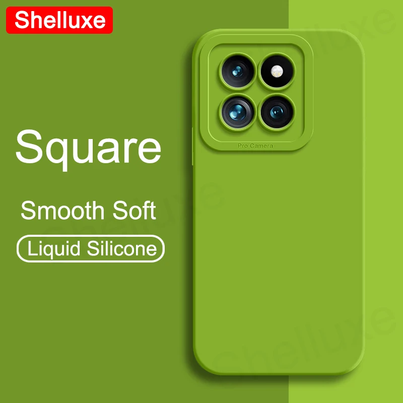 For Xiaomi14 Case Shelluxe Square Liquid Silicone Soft Cover For Xiaomi Mi14 Pro Xiomi 14 Ultra Shockproof Phone Cases