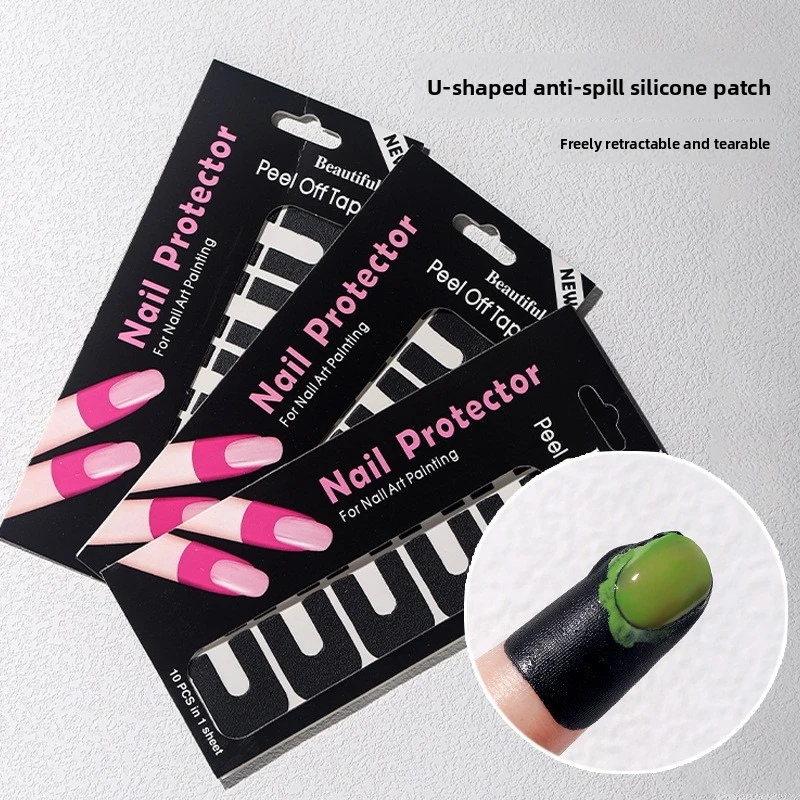 3Pcs Anti Overflow Silicone Stickers For Spray Gun Liquid Nail Art Polish Guard Protective Stickers Manicure Auxiliary Tool Kits