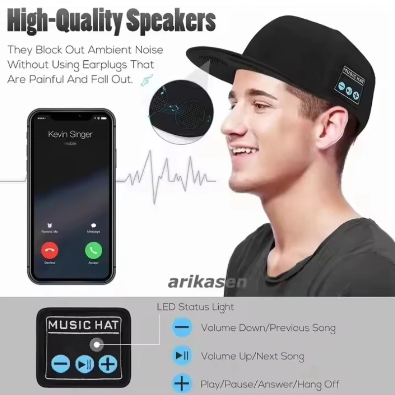 Wireless External Speaker Bluetooth 5.4 Smart Wearable Headset Dual Speakers Outdoor Sports Music Cap Wireless Audio Cap