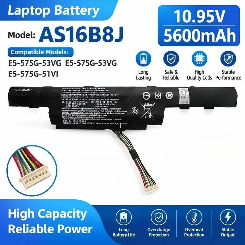 Replacement Laptop Battery for Acer E15 E5-575G-51VI/53VG AS16B5J AS16B8J Notebook High Capacity Rechargeable Power
