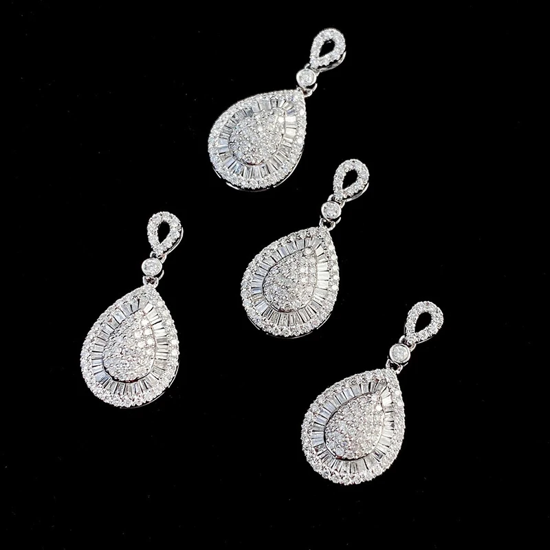 KUGG 100% 18K White Gold Necklace Women Elegant Water Drop Shape 0.50carat Real Natural Diamond Pendant Necklace Fine Jewelry