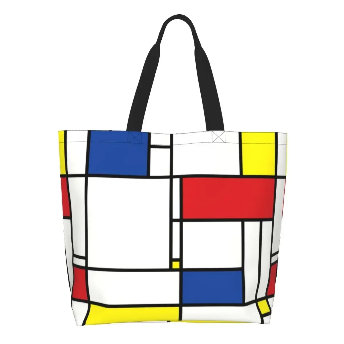 

Custom Recycling Piet Mondrian Minimalist De Stijl Shopping Bag Canvas Shoulder Tote Bag Modern Art Groceries Shopper Bags
