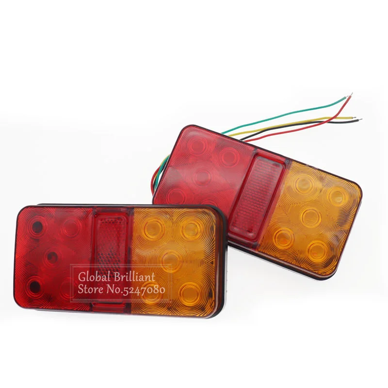 2PCS 12V/24V LED Tail Light Taillight Turn Signal Indicator Stop Lamp Rear Brake Light for Car Truck Trailer Caravan Bus Tractor