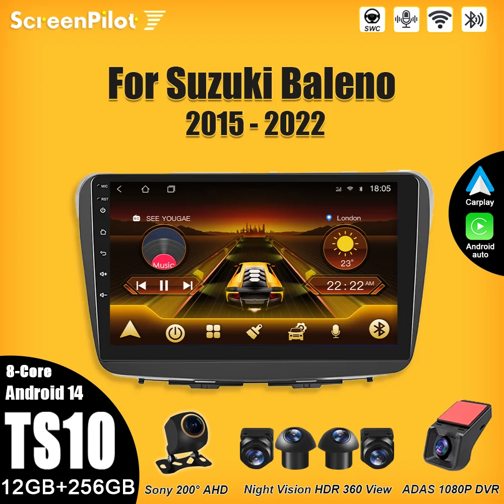 

Android 15 For Suzuki Baleno 2015 - 2022 Car Radio Multimedia Video Player 2 din GPS Navigation Wireless Android Auto 8 Core 5G