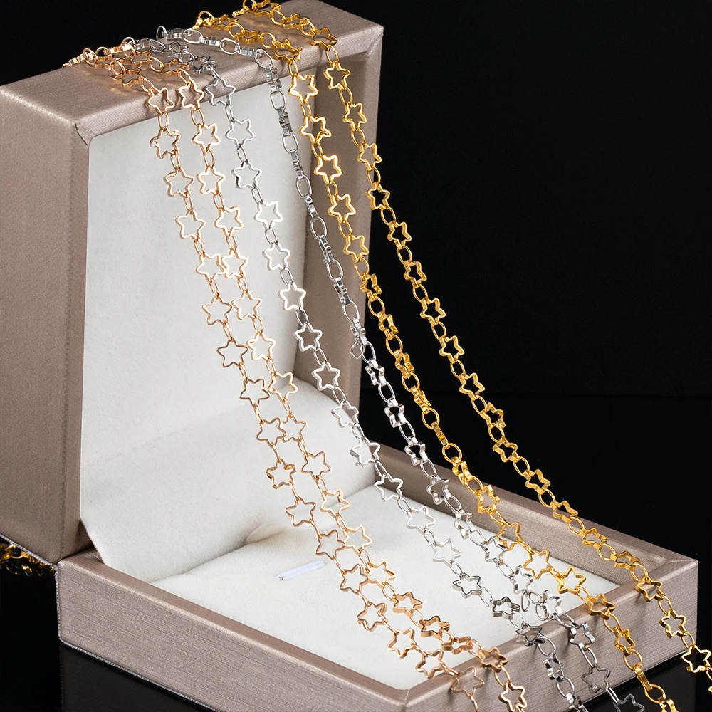 

0.5/1Meter 5mm pentagram Chains Punk Link Gold Silver Color Chains for DIY Jewelry Making Necklace Bracelet Accessories