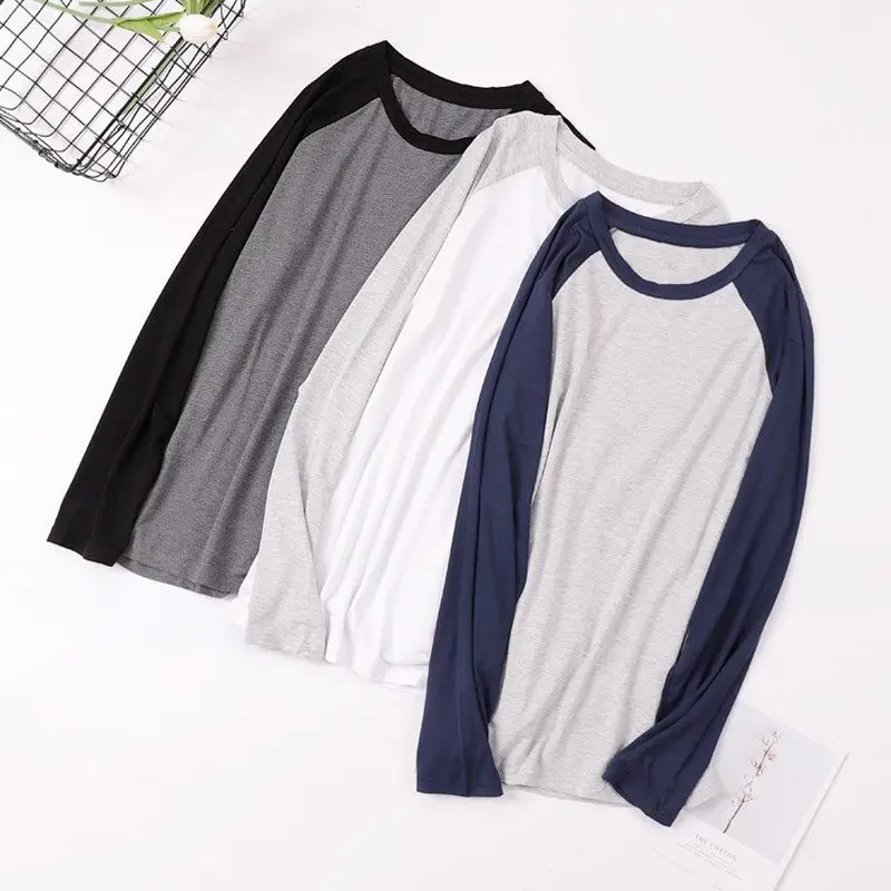 2023 Men's Clothing Spring Autumn Thin Round Neck Pullovers Solid Patchwork Simplicity Comfortable Loose Fashion Casual T-Shirts