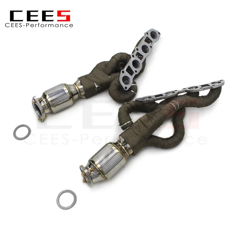 CEES Performance Exhaust Manifold for Lexus ISF/IS F 5.0 2007-2014 SS304 Stainless Steel with Heat Shield Downpipe with Catalyst