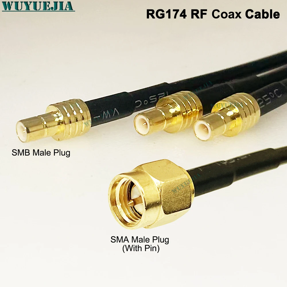 RF RG174 Coax Cable SMA Female to SMB Male Right Angle Connector Car Radio Aerial Adaptor Telecommunications Networking