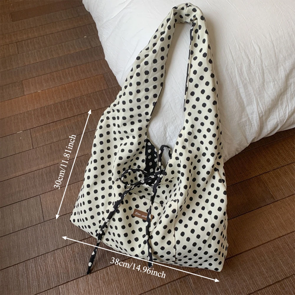 Lässige, einfache Handtasche mit Punkten, koreanische doppelseitige Umhängetasche, modische Pendeltasche mit großem Fassungsvermögen, Einkaufstasche – Detail 2