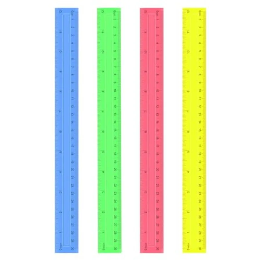 

4 Pack Transparent Plastic Ruler for School Office Classroom Use, 12 Inch Metric Rulers in Assorted Colors