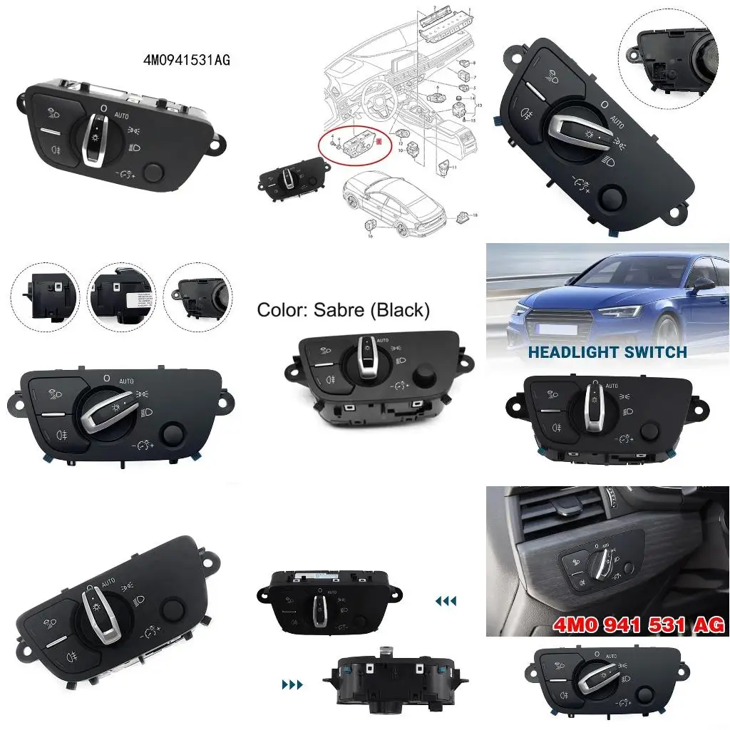 

87HE Automotive Accessories Replacement Headlight Adjuster Switch 4M0941531AG 16939698 Car Front Headlight Switch