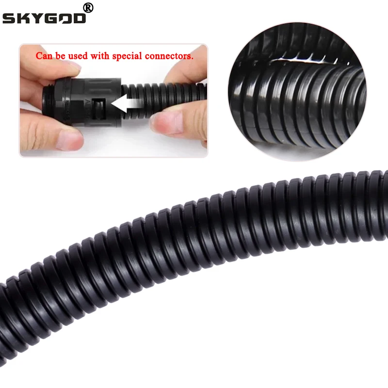 

1~10m PP Insulated Corrugated Tube AD 7.5mm ~ 34.5mm Harness Motor Electrical Wire Threading Plastic Line Pipe Protection Sleeve