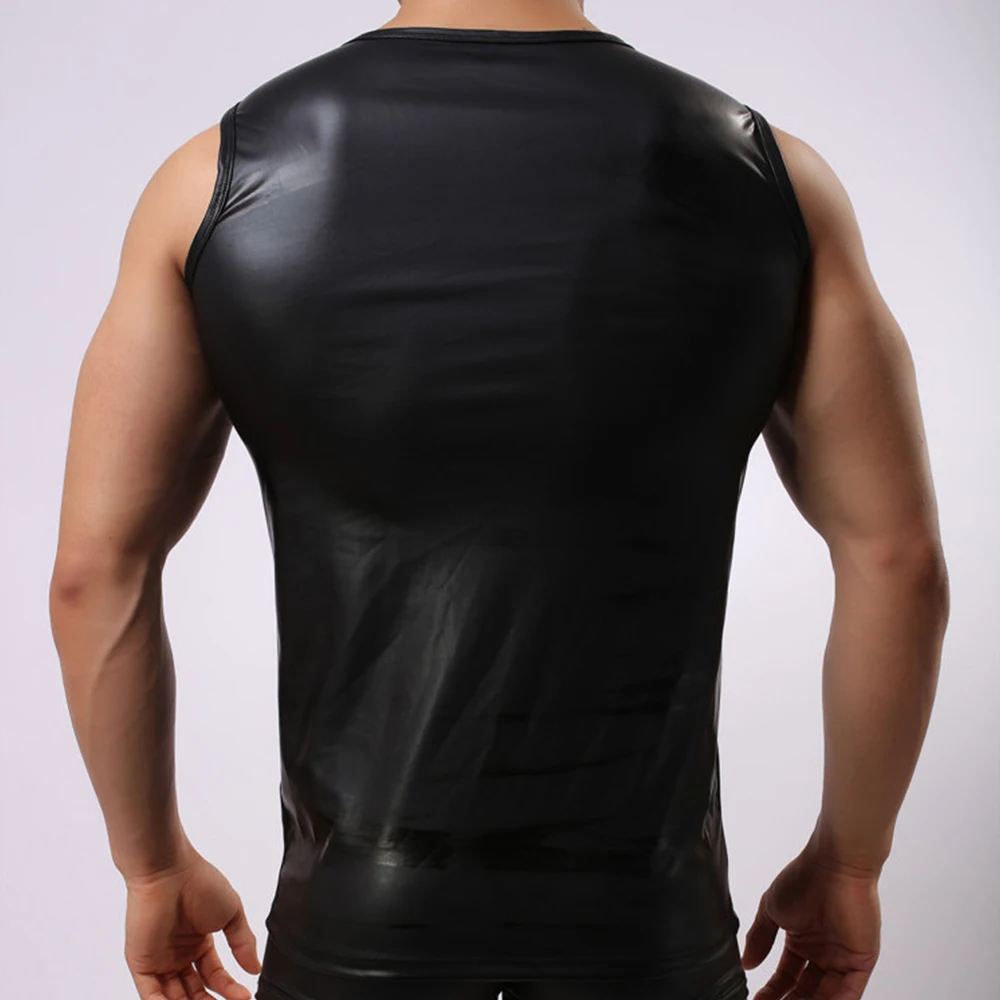 2022 Faxu Leather Tank Tops Men Sport Fitness Bodybuilding Tanks Fashion Man Gym Tops Sleeveless T-Shirt Singlet Undershirts