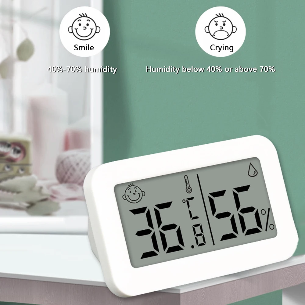 Mini Electronic Temperature And Humidity Meter Baby Indoor Thermometer With Smiling Face Display Refrigerator Car Thermometer