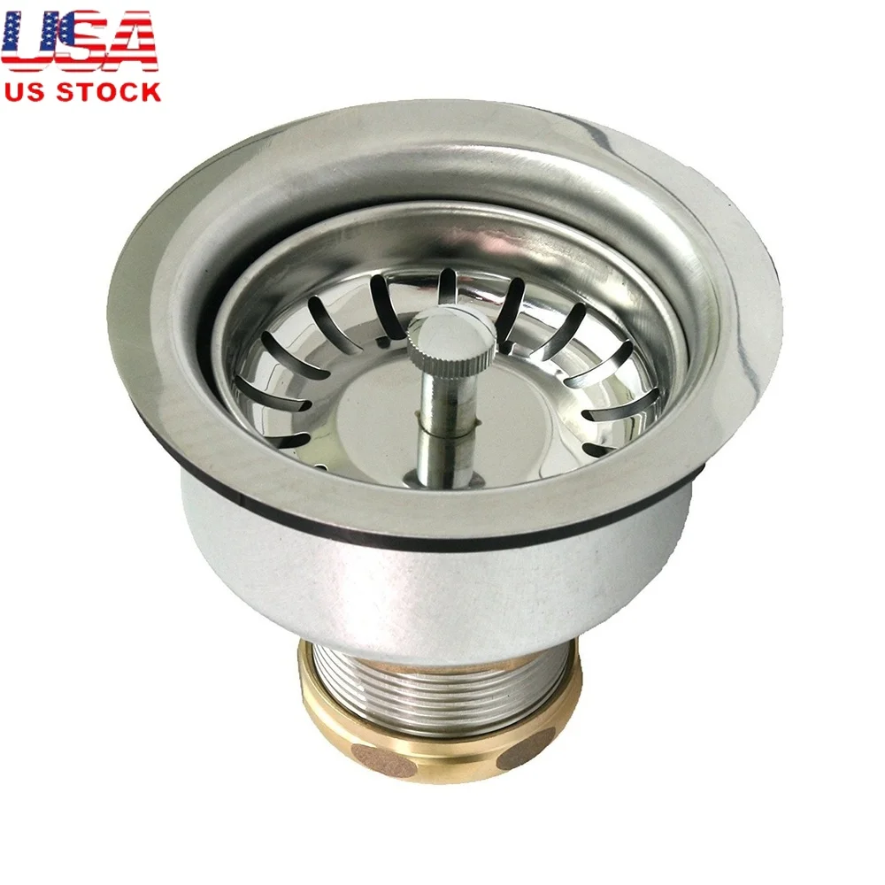 

Сливной узел для кухонной мойки, нержавеющая сталь, 3-1/2 дюйма, сетчатая корзина, пробка с защелкой, защита от засорения, сверхмощный, прочный, длинный