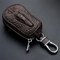 Leather Car Key Case Fashion Mini Men'S Key Wallet Pocket Key Holder Organizer Pouch Keys Organizer Large Capacity Zipper Bag